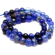 Agat perler. Facetteret. Dragon veins. Blå nuancer. 8 mm